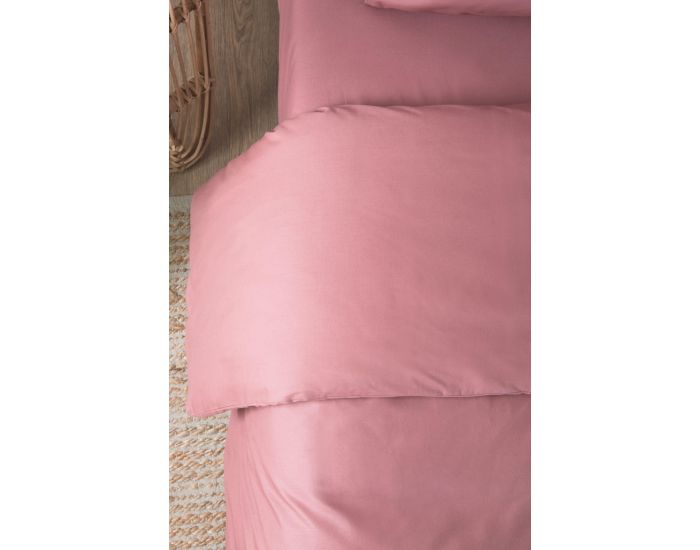 KADOLIS Housse de Couette Adulte en Coton Bio Coloris Uni - Bois de Rose (1)