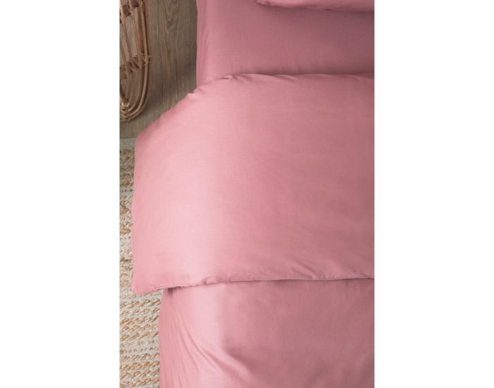 KADOLIS Housse de Couette Adulte en Coton Bio Coloris Uni - Bois de Rose (6)