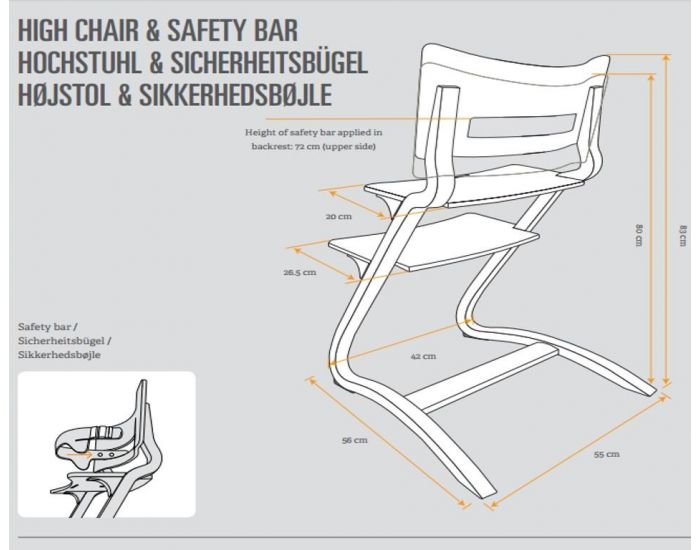 Chaise haute bébé design et évolutive en bois de hêtre - Leander -  Prairymood