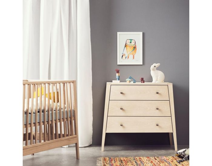 Commode bébé et enfant scandinave en bois blanc - Leander - Prairymood