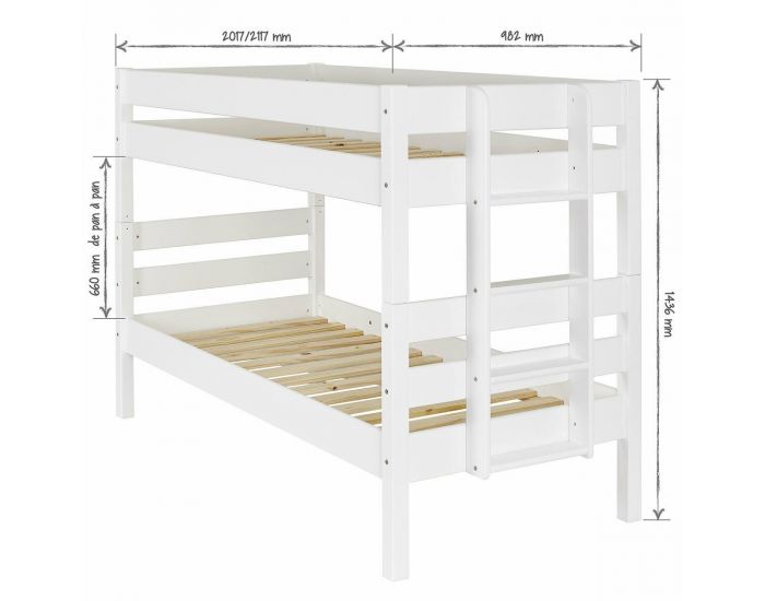 AKITEN RETAIL Lit Superpos avec Sommier Gigogne - Aniba - Bois Naturel 90x200 cm (3)