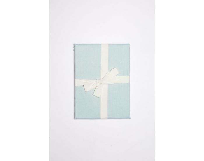 KADOLIS Drap Plat en Coton Bio Uni Adulte - Bleu Cladon 240 x 300 cm (2)