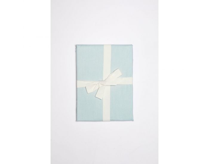 KADOLIS Drap Plat en Coton Bio Uni Adulte - Bleu Cladon 240 x 300 cm (6)