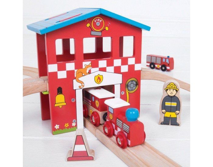 BIGJIGS TOYS Circuit de Train - Caserne de Pompiers - Ds 3 ans (2)