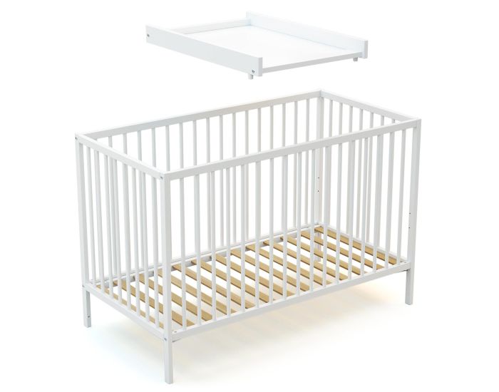 WEBABY Duo Lit Bb 60x120 cm et Plan  Langer - Blanc (8)