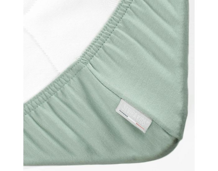 SEVIRA KIDS Drap Housse en Coton Jersey - Uni - Vert de Gris 70x140 (2)