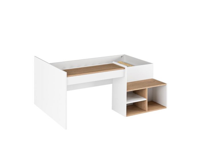 AKITEN RETAIL Lit Combin - avec Bureau Boruto Blanc et bois (1)