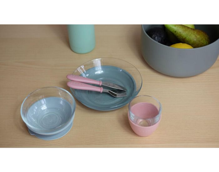 BABA Coffret Repas - Verre et Silicone - Eucalyptus (7)