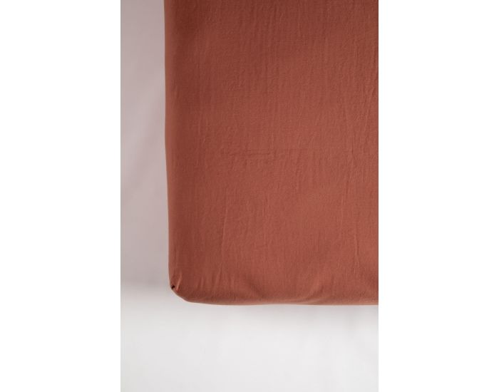 KADOLIS Drap Housse - Coton Bio - Lit 1 Personne - 80 Fils - Terracotta (1)