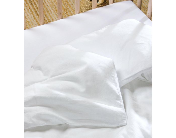 KADOLIS Housse de Couette Bb - Unie - en Coton Bio - 80 Fils - Blanc (2)