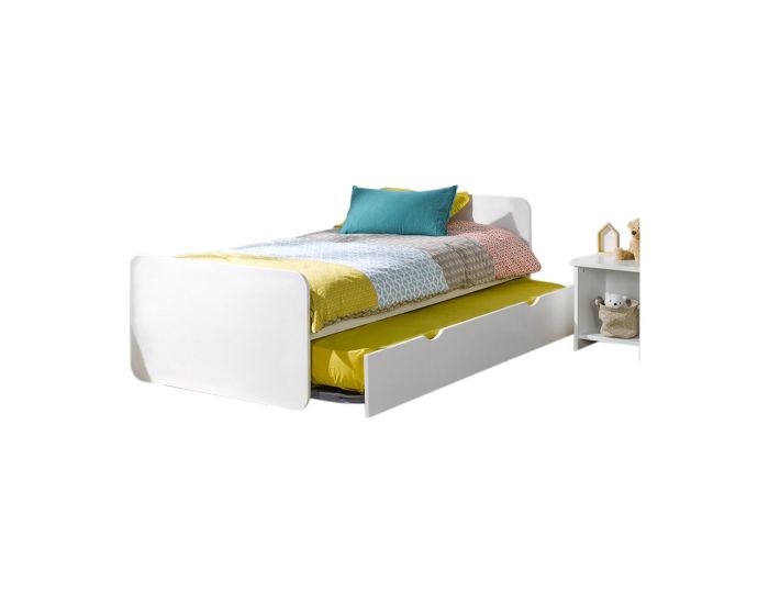 AKITEN RETAIL Pack Lit avec Matelas - Lupin - Blanc - 90x190/200 cm 90x200 cm (1)