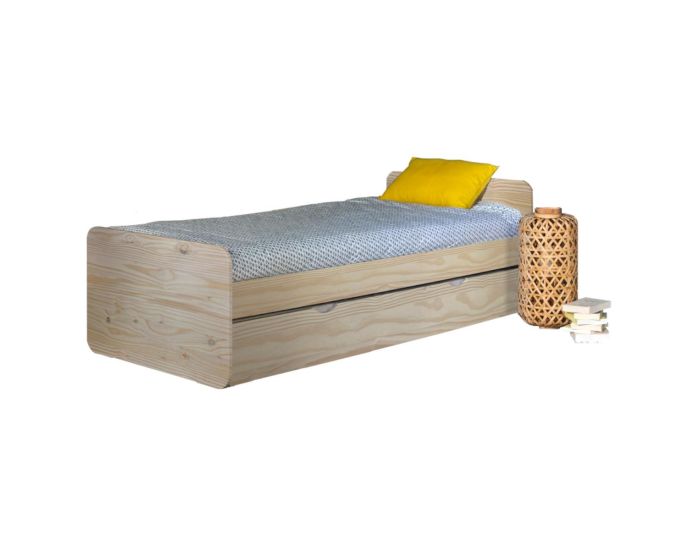 AKITEN RETAIL Pack Lit avec Matelas - Lupin - Bois - 90x190/200 cm 90x200 cm (1)