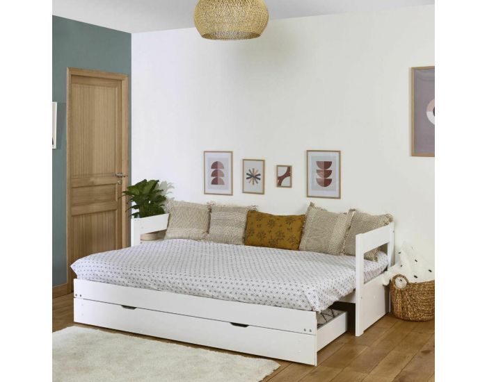 AKITEN RETAIL Pack Lit Banquette - Gigogne avec Tiroir et Matelas - Ravi - 80x200 cm (2)