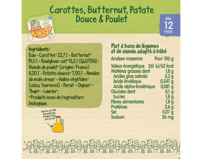 BLEDINA Les R�coltes Bio - x8 Midi/Soir - D�s 12 mois (2)