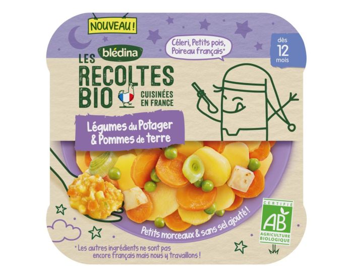 BLDINA Les Rcoltes Bio - Assiettes Lgumes du Potager - Pommes de terre - 5x230 g (1)