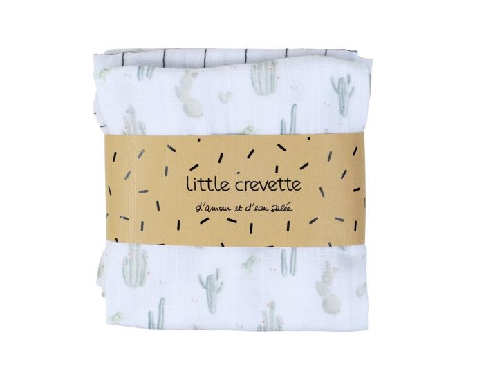 LITTLE CREVETTE Lot de 3 Langes - Cactus (1)