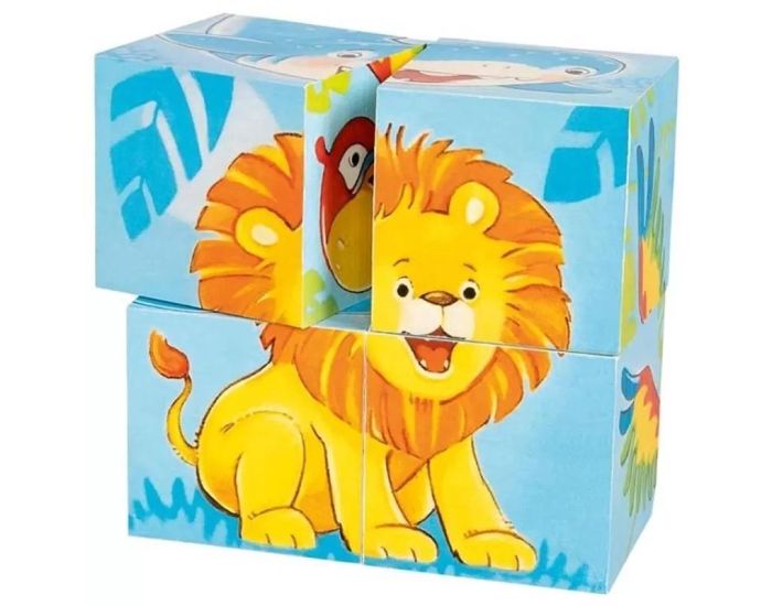 GOKI Puzzle de Cubes - Animaux Sauvages - Ds 2 ans (1)