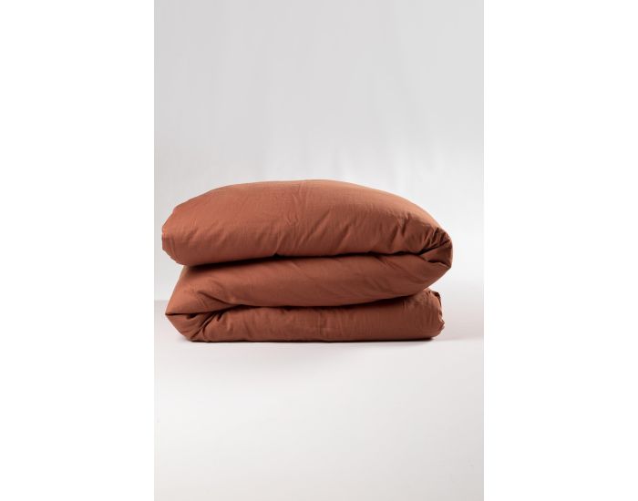 KADOLIS Housse de couette pur Coton Bio pour lit 1 personne Terracotta 140 x 150 cm (1)