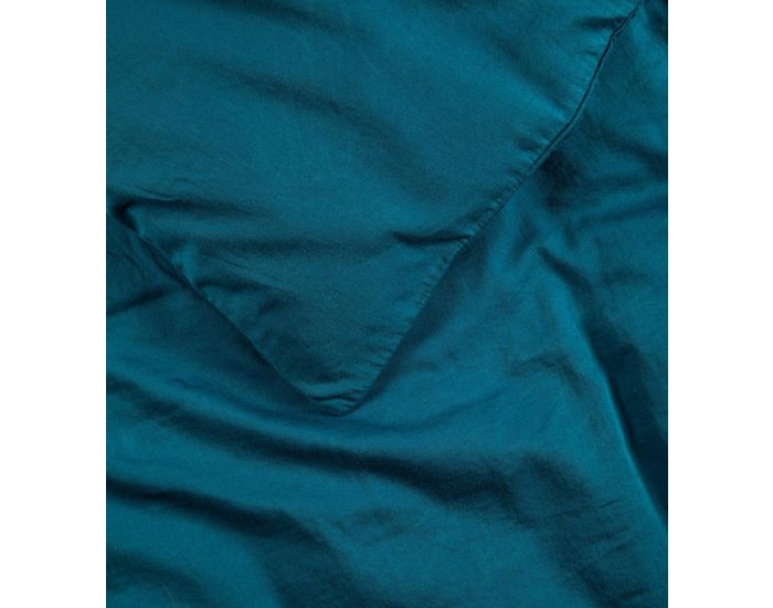 KADOLIS Housse de couette pur Coton Bio pour lit 1 personne Bleu nuit 140 x 150 cm (3)