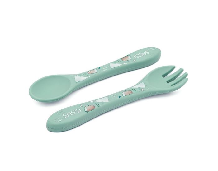 SASSI JUNIOR Set Fourchette et Cuillre en Silicone - Animaux (4)