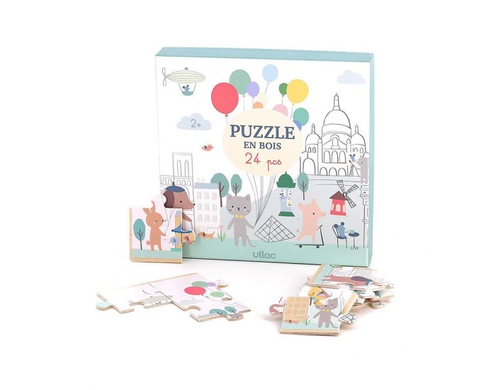 VILAC Puzzle en Bois 24 Pices - Escapade  Paris - Ds 2 ans (2)