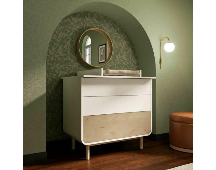 AKITEN RETAIL Commode  Langer - 3 tiroirs - Sasha Blanc et bois (1)