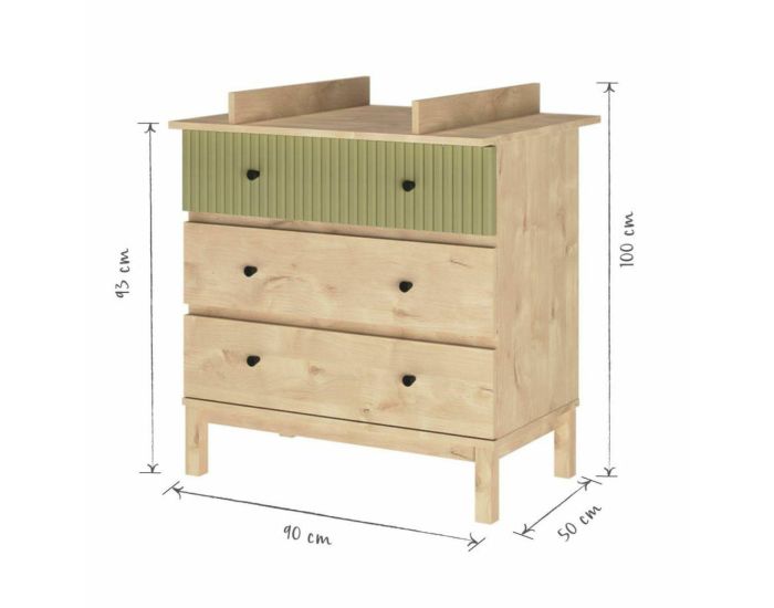 AKITEN RETAIL Commode  Langer - 3 Tiroirs - Kiwi Bois (3)