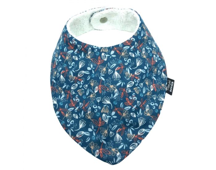 MON JOLI BAVOIR Bavoir Bandana - Feuilles - Bleu  (1)