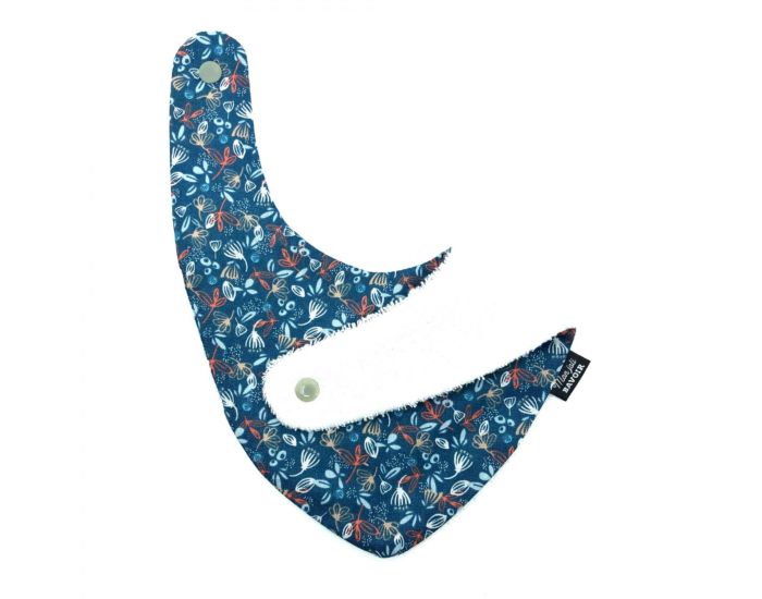 MON JOLI BAVOIR Bavoir Bandana - Feuilles - Bleu  (2)