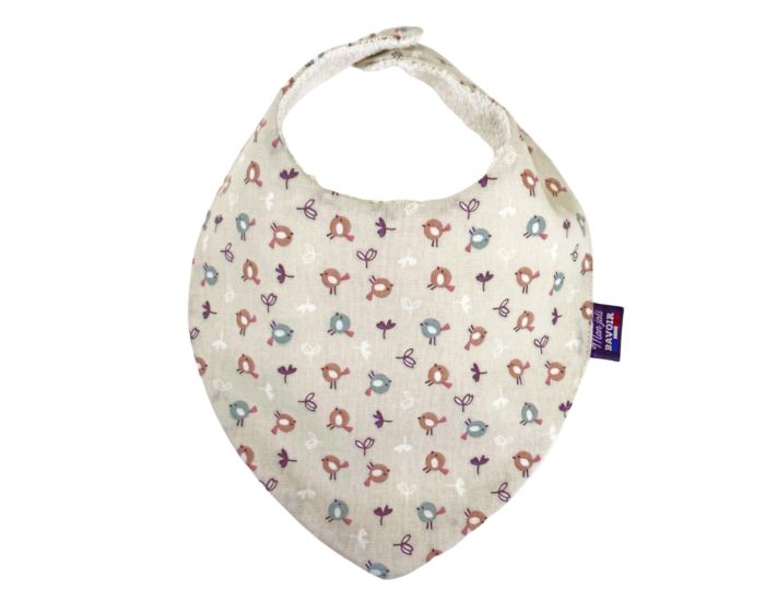 MON JOLI BAVOIR Bavoir Bandana - Petits Oiseaux - Beige (1)