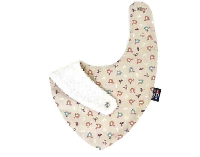 MON JOLI BAVOIR Bavoir Bandana - Petits Oiseaux - Beige (2)