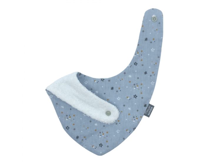 MON JOLI BAVOIR Bavoir Bandana - Etoiles - Bleu Gris (2)