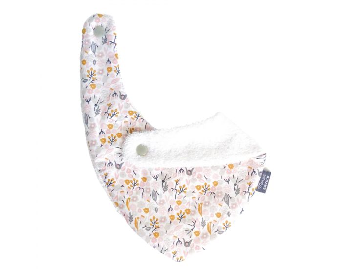 MON JOLI BAVOIR Bavoir Bandana - Style Liberty Fleuri - Rose Clair (1)