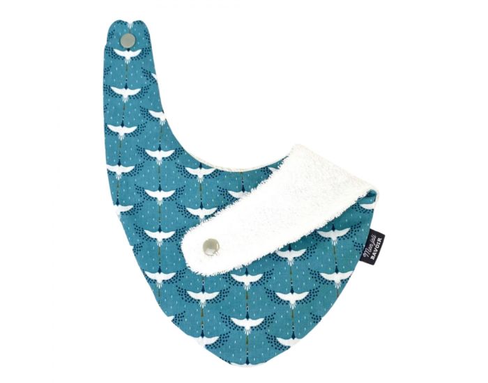 MON JOLI BAVOIR Bavoir Bandana - Oiseaux - Bleus (2)