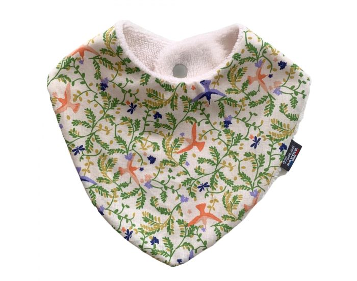 MON JOLI BAVOIR Bavoir Bandana - Oiseaux - Roses et Bleus (1)