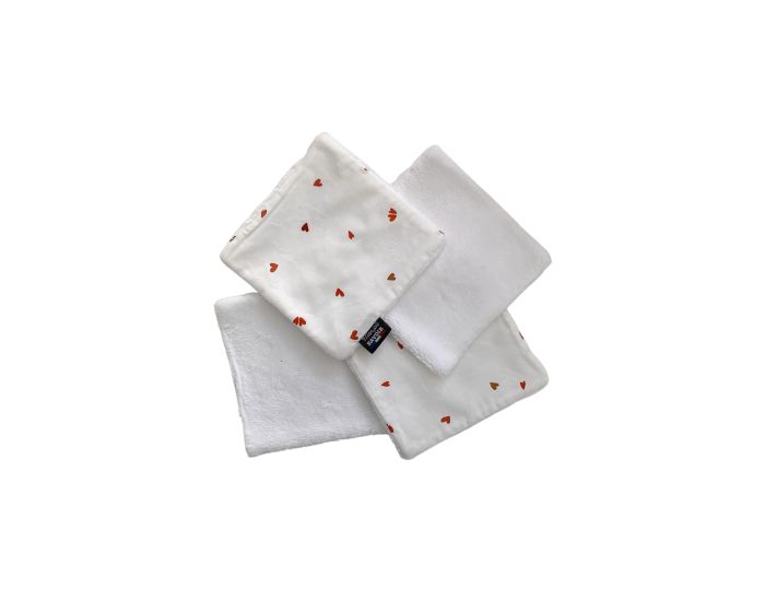  MON JOLI BAVOIR Lot Bavoir Nourrisson, Protge Epaule & Lingettes - Petits Coeurs (4)