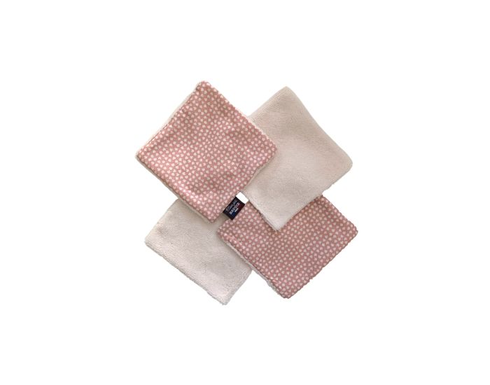 MON JOLI BAVOIR Lot Bavoir Nourrisson & Lingettes - Rose Petits Feuilles (4)