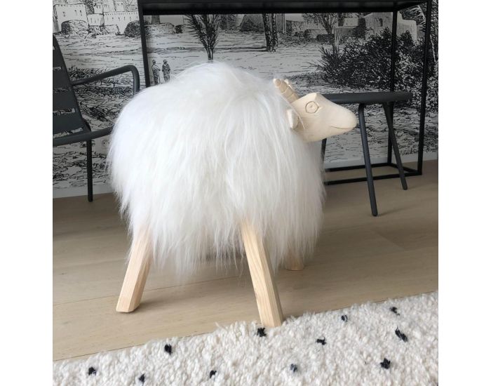 MAISON THURET Tabouret Mouton Dcoratif - Blanc (8)