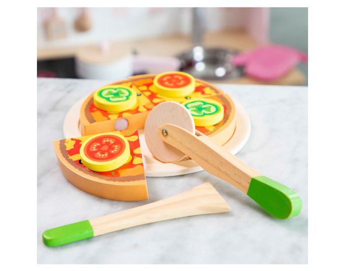 NEW CLASSIC TOYS Pizza en Bois  Couper - Ds 2 ans (3)