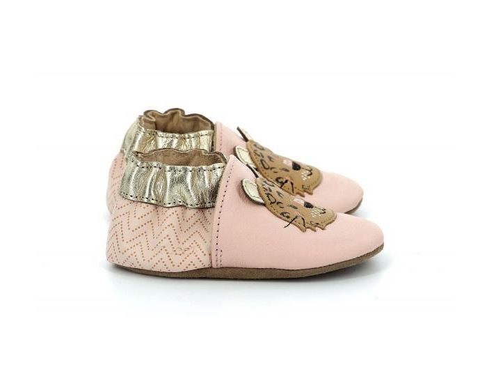 ROBEEZ Chaussons Cuir Leopardo Rose (1)