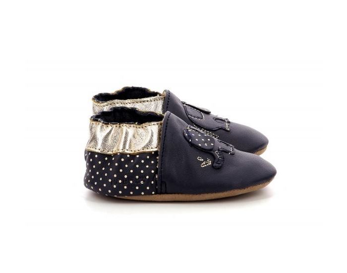 ROBEEZ Chaussons Cuir Cute Elephant - Marine (1)