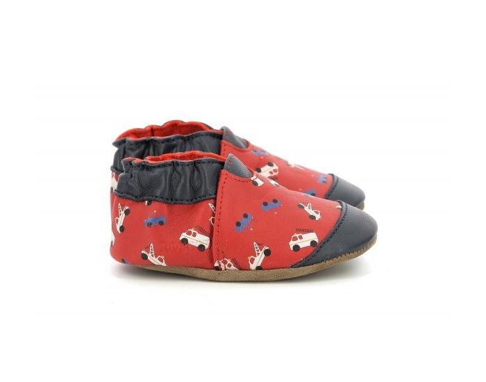 ROBEEZ Chaussons Cuir Super Cars Rouge (1)