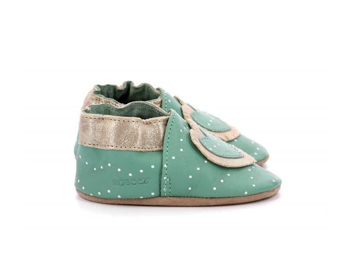 ROBEEZ Chaussons Cuir Baby Tiny Heart - Vert (1)