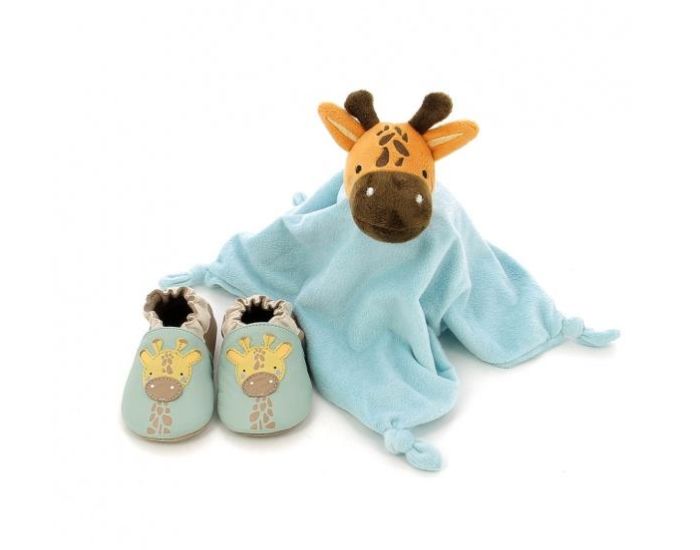 ROBEEZ Coffret Cadeau Chaussons en Cuir et Doudou - Bleu 20 (1)