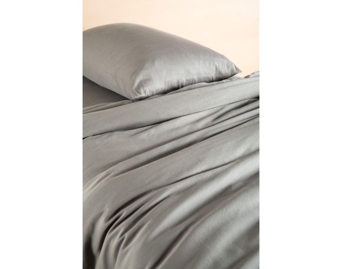 KADOLIS Housse de Couette Pur Coton Bio - Lit 1 Personne - Gris Tourterelle (3)