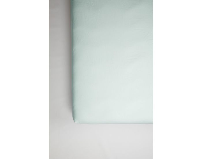 KADOLIS Drap Housse Pur Coton Bio - Lit 1 Personne - Bleu Cladon (1)