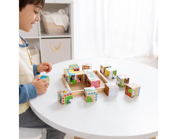 MELISSA & DOUG Cubes en Bois - Animaux de la Ferme - Ds 3 ans  (1)