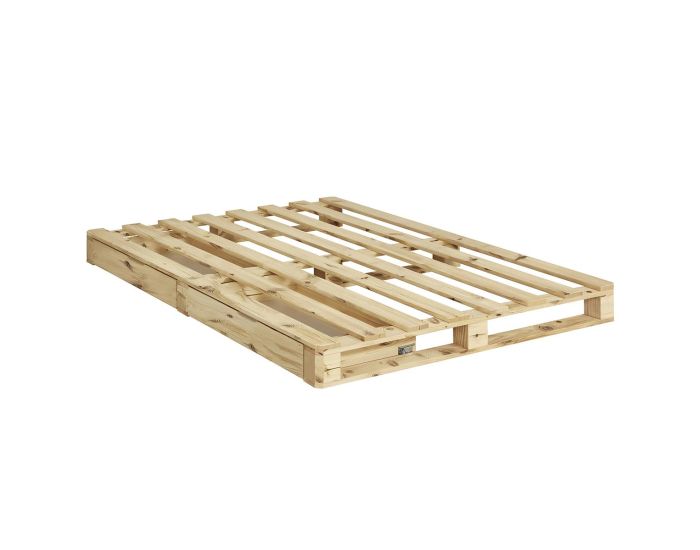 AKITEN RETAIL Pack Lit Palette avec Matelas Cembro - Bois Naturel - 140 x 200 cm 140x200 cm (1)