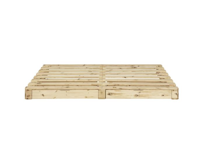 AKITEN RETAIL Pack Lit Palette avec Matelas Cembro - Bois Naturel - 140 x 200 cm 140x200 cm (3)