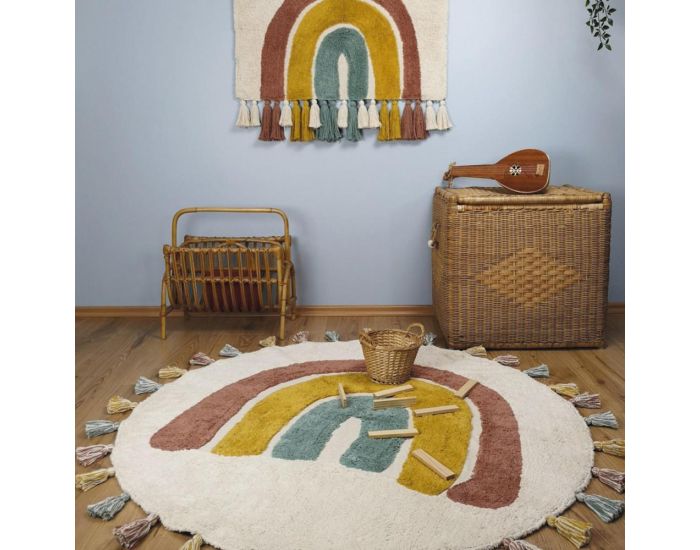 NATTIOT Tapis Coton - Rainbow - Arc en Ciel -  110 cm (1)